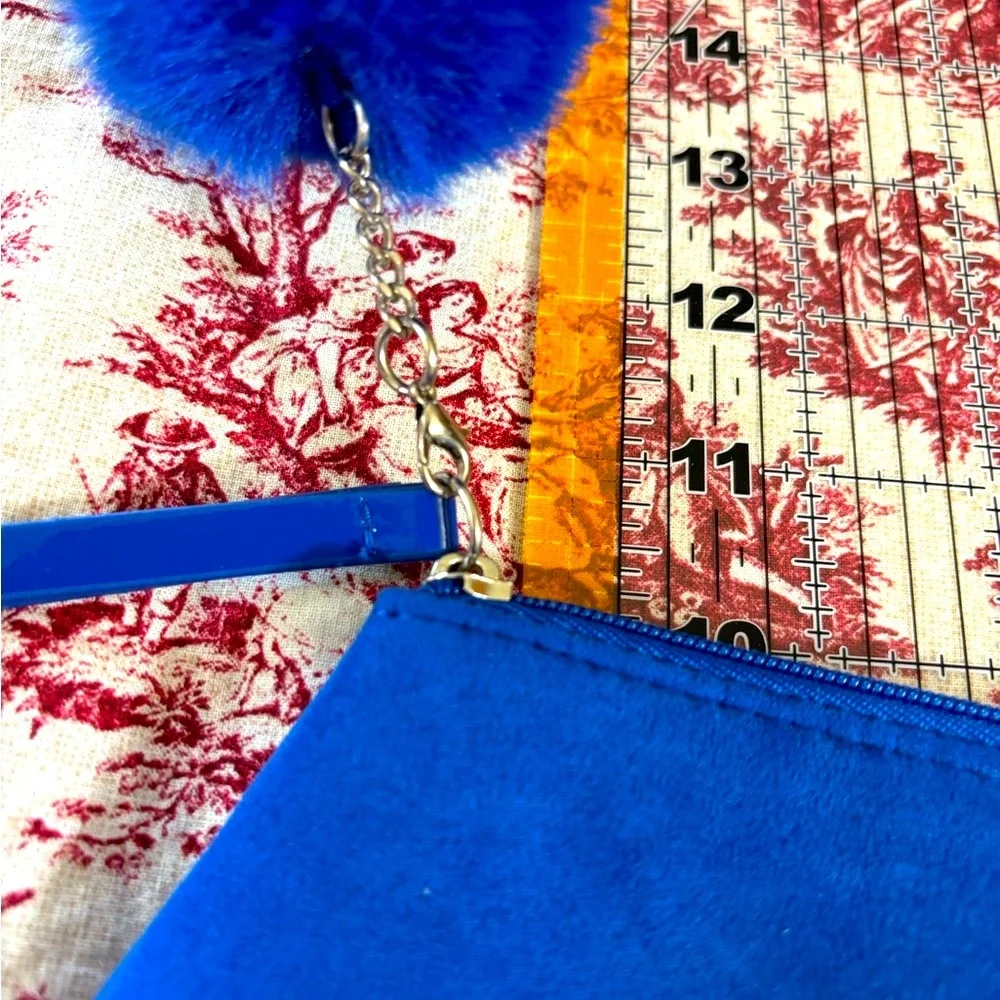 Lancome Cosmetic / Clutch Bag & Puffball keychain in 2026’s Primary Klein Blue!